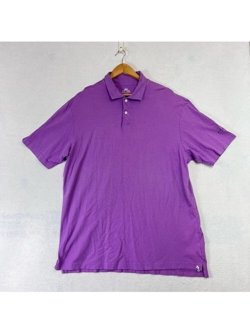 Peter Millar Polo Seaside Wash XL Solid Purple Short Sleeve Whisper Rock Golf
